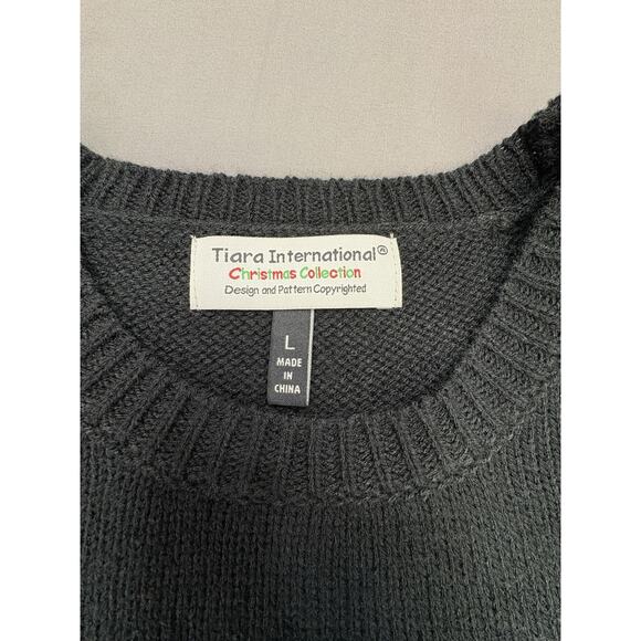 Tiara International UglyChristmas Collection Sweater Women’s LG Sequin Stocking - Picture 3 of 11